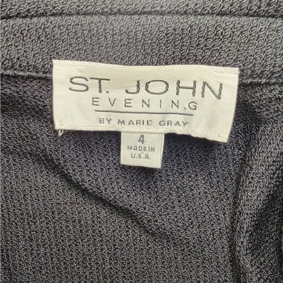 Rare St.John Evening Marie Gray Sequin Cardigan Zip-Up pailette Black 4 knit - Picture 11 of 13